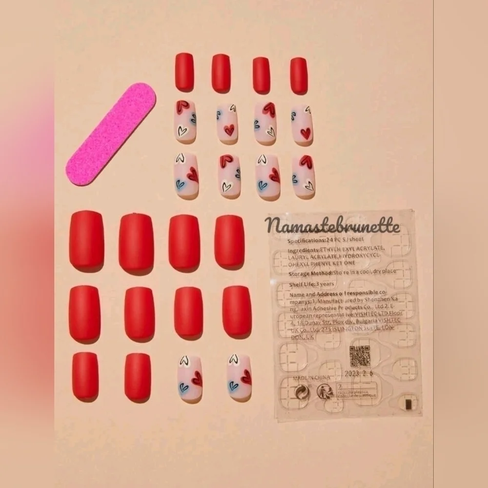 2/$16 Hearts Press On Nails - Picture 2 of 16